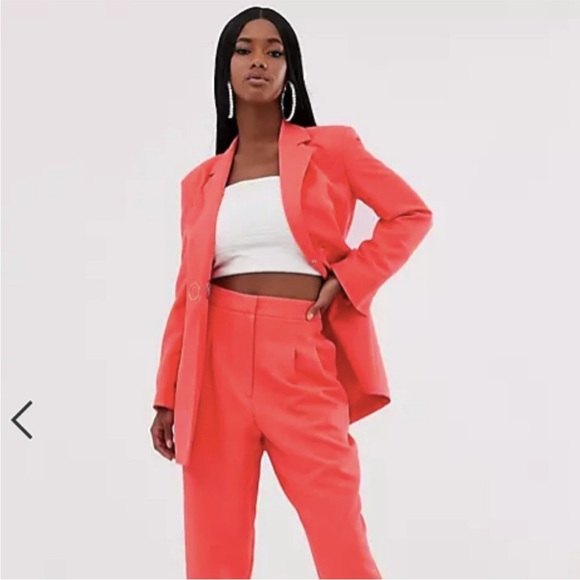 ASOS Coral Strong Shoulder Blazer Jacket size 2. Like new! - Picture 6 of 8